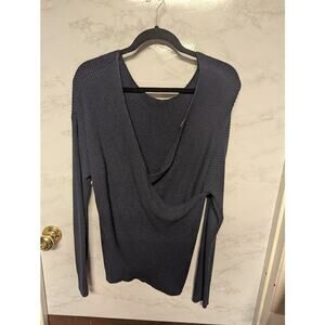 Halogen open faux wrap back sweater Knit Blue Size XL heavyweight long sleeve